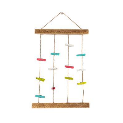 China Hanging Photo Clips Home Decoration Colorful Wooden Clips 12 Wooden Clips Photo Hanging Clips for sale