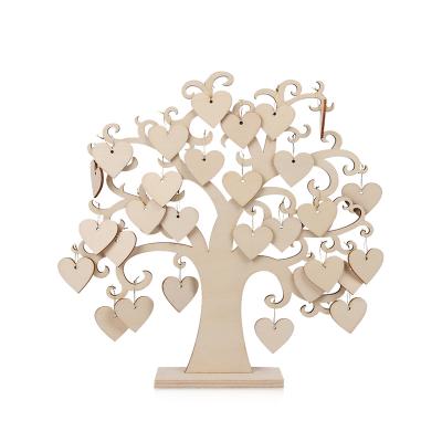 China Gift Wrapping Heart Table Tree Shaped Wooden Valentine's Day Decoration for sale