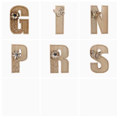 China China Wholesale Table Desk Decor Flower Pattern Wooden Alphabet Wooden Letters for sale