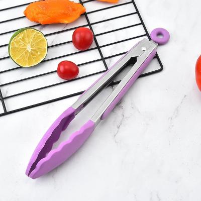 China Multi Size Stainless Steel Handle Food Tongs Silicone Kitchen Tools Silicone Salad Utensils Tong Baking BBQ Clamp Multi Viable Size for sale