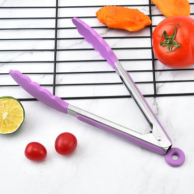 China Sustainable Kitchen Tools Stainless Steel BBQ Tools Bread Baking Clip Silicone Salad Tongs Multi Colored Clamp Size Food Clamp for sale