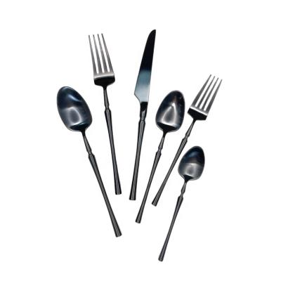 China Stocked Restaurant Luxury Royal Black Plated Cutlery Set High End 304 Stainless Steel Metal Black Flatware Set For Wedding for sale