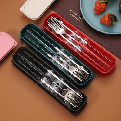 China High Quality Stocked Stainless Steel Korean Portuguese Portable Cutlery Set Travel Spoon Chopsticks 2 Pieces Flatware Set for sale