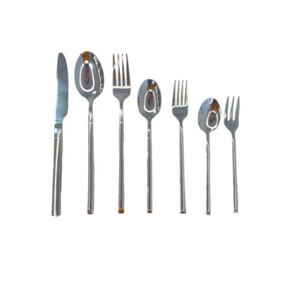 China Wholesale Stocked 304 Stainless Steel Silver Cutlery Set High Quality Metal Flatware Set For Restaurant for sale