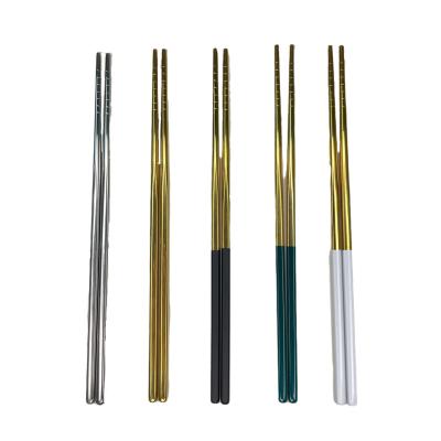 China Stocked Good Quality Wholesale Reusable Korean Japanese 304 Stainless Steel Gold Colored Chopsticks for sale