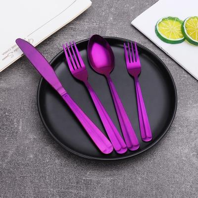 China Sustainable Eco Friendly Kitchen PVD Titanium Plated Handle Pattern Stainless Steel Flatware Base Set for sale