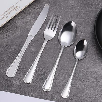 China Popular Viable Style Handle Stainless Steel 4 PCS Reusable Basic Tableware Set Good Quality And Low Price Set for sale