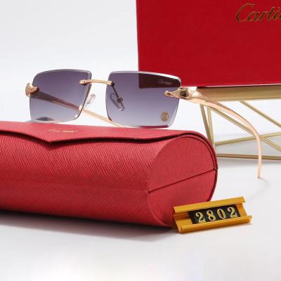 China Classic Fashion Sun Glasses Good Quality Glass Lens Designer For Women Metal Frame Brand Sunglass Men Women Pilot Vacation 2802 for sale