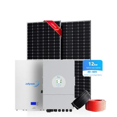 China High quality carport roof complete kit inverter battery hybrid energy storage 12kw solar energy system for sale