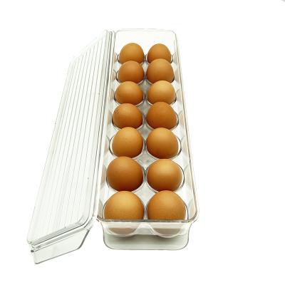 China Fresh Preservation 21 Egg Container Box Foam Refrigerator Lid Box Tray Grids Egg Storage Basket With Cover for sale