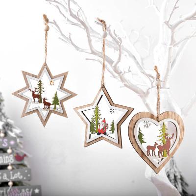 China Home Decoratiove Custom Sublimation Wooden Christmas Ornaments Flat Christmas Hanging Ornament for sale