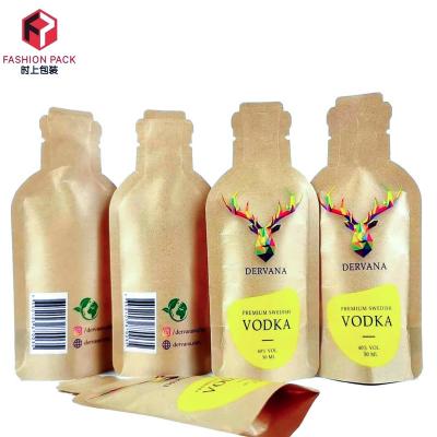 China Customized Recyclable Fully Print Bottle Shaped Bag Stand Up Storage Test Sample Packaging Sachet for sale