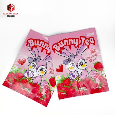 China Custom Made Shiny Pink Back Seal Zip Lock Food Snacks Chips Candy Chocolate Beef Jerky Packing Bag Flat Sachet Moisture Proof for sale