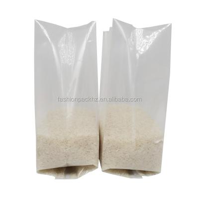 China Moisture Proof Food Smell Proof Gusset 1KG Vacuum Side Transparent Rice Packing Bag for sale