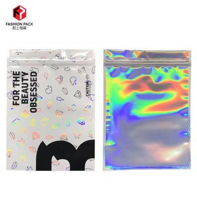 China Custom Transparent Moisture Proof Hologram Printing Full Aluminum Foil Resealable Ziplock Plastic Edible Flower Food Packaging Bags for sale