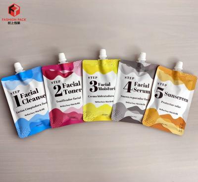 China Custom Moisture Proof Resealable Packaging Bags Cosmetic Sunscreen Cream Bag 3 Side Seal Pouch Spout Pouch for sale