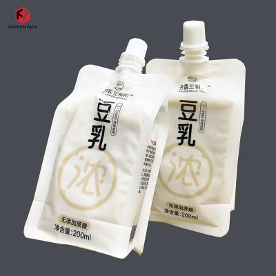 China UV Pouch Juice Soy Milk Full Spot Printing Spout Storage Stand Custom Moisture Proof Up Liquid Plastic Bag 100ml 200ml 500ml for sale