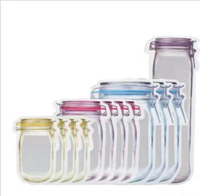 China Mason Jar Bag Bottle Special Moisture Proof Shape Clear Bag Candy Stand Up Pouch Cookie Packing Plastic Bag With Zipper for sale