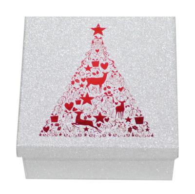 China Custom Recycled Materials In Stock Shiny Sparkling Luxury Christmas Tree Deer Gifts Mail Cardboard Ad Paper Cardboard Luxury Packaging Box for sale