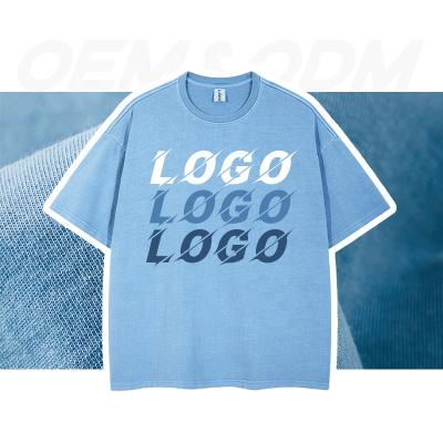 China Custom Anti-wrinkle high quality vintage print brand 100% cotton men custom Oversized acid wash T-shirt for sale