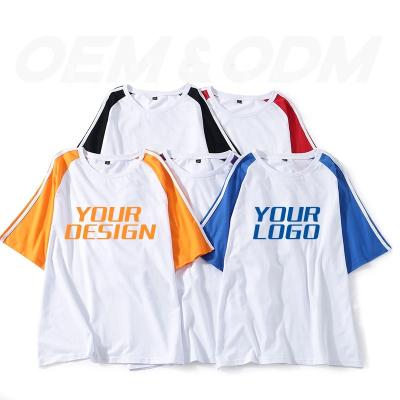 China New Trend Patchwork Design Men's Cotton Anti-Shrink Half Sleeve Simply Empty 100% Street Use T-Shirt 200g for sale