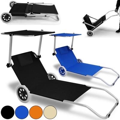 China Weightless Durable Outdoor Umbrella Furniture Folding Bed Camping Beach Aluminum Floating Lounger With Wheels for sale