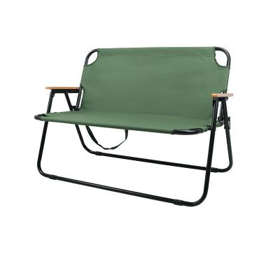 China Wholesale Outdoor Double Folding Chair Metal Camping Beach Backrest Armchair Easy-carry Spring Chair for sale