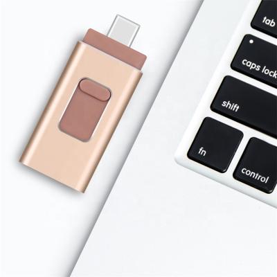 China Zinc Metal 3 In 1 USB Flash Drive For Iphone And Android Type C Phone for sale