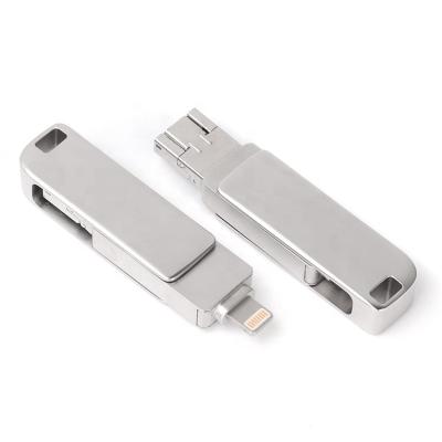 China Zinc Metal 2020 New Style 3 In 1 USB Flash Drive For Iphone & OTG & Computer for sale