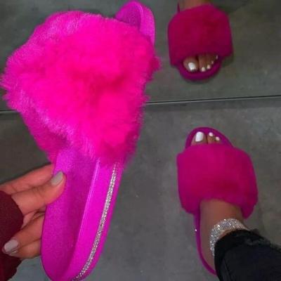 China Women's external use flat-bottomed large size slippers of fashion trend hairy slippers sandals and slippers 43 for sale