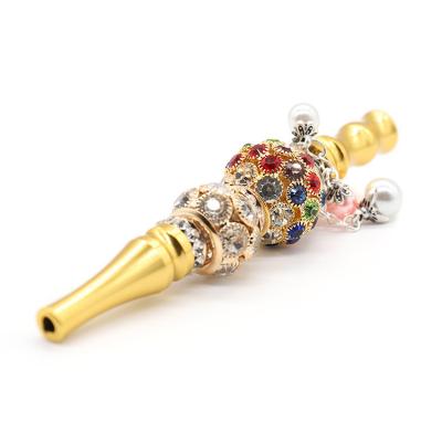 China Wholesale Trendy Smoking Smoking Accessories Diamond-embedded Hookah Tips Hose Mouth Tips Gold Filter Removable Cigarette Holder for sale