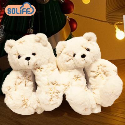 China Fashion Trend Teddy Bear Slippers For Women Girls Back Slippers Christmas Slippers for sale