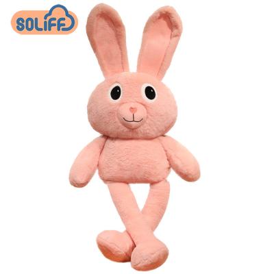 China Popular Pink Rabbit Ear Rabbit Pull Doll Can Pull Legs Long Ear Rabbit Interactive Plush Stuffed Toy for sale