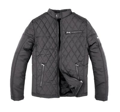 China Male Solid Black Color Diamond Bomber Jacket Men Zipper Winter Reversible Warm Coats Quilted Jackets for sale