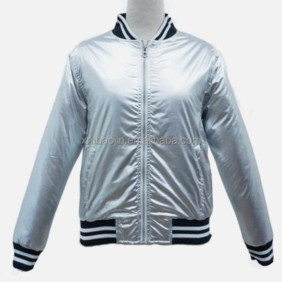 China Women's Spring Jacket Bomber Jacket Windproof Shell Custom Ladies Coat Shiny for sale