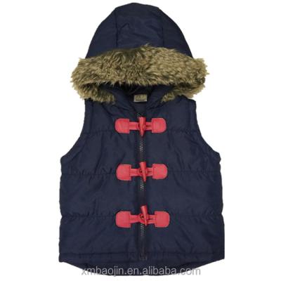 China Girls Windproof Vest Hoodie Outwear Hood With Fur Custom Vests Winter For Kids for sale