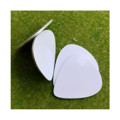 China GUITAR Custom Sublimation Printable Guitar Picks White Aluminum Metal Material Double Side Gloss White for sale