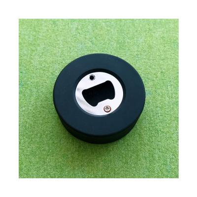 China Viable High Quality Logo Printing Rubber Ice Hockey Pucks Bottle Opener for sale