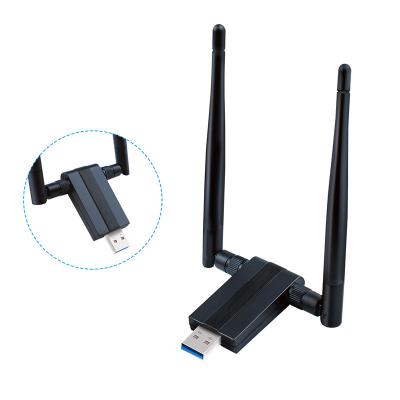 China 2.4G/5.8G 802.11ac 1200mbps usb wifi desktop superfast wireless adapter with 5dBi wlan antenas for PC for sale