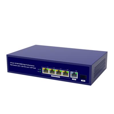 China POE 4 ports gigabit 10/100/1000Mbps PoE switch with management, SFP fiber port and 48V poe for sale