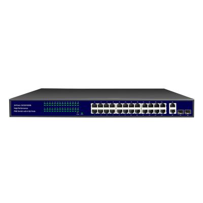 China High Performance 24 Ports Gigabit 10/100/1000Mbps PoE Management Switch with 2* SFP Fiber Ports 300W Power for sale