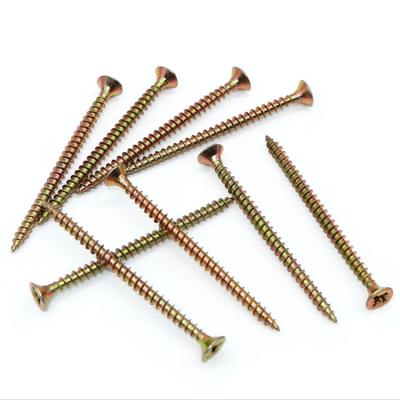 China HEX Yellow Zinc Flat Head Cross Slotted Self Tapping Screw With Pointed Shank for sale