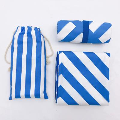 China New Logo Stripes Microfiber Sand Viable Custom Made Quick Dry Suede Free Beach Towels for sale