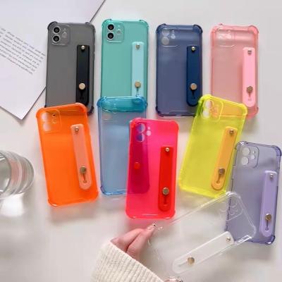 China 2022 hot sale shockproof watercolor antifalling wrist strap kickstand phone case for iphone 12 pro max phone for sale