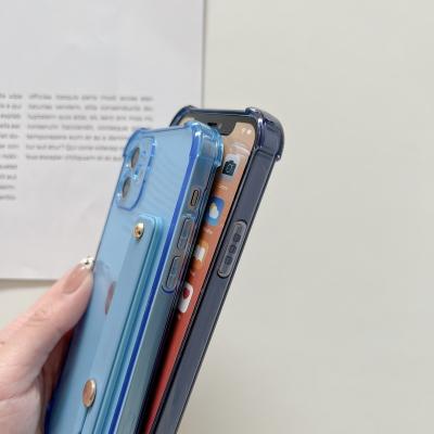 China biodegradable tpu cell phone case new arrival shockproof kickstand wrist strap for iphone 11 and 12 series for sale