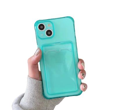 China 2021 New Product Soft TPU Clear Case Cell Phone Case Card Holder Insert Card Slot Wallet Phone Case For iPhone 11 13 for sale