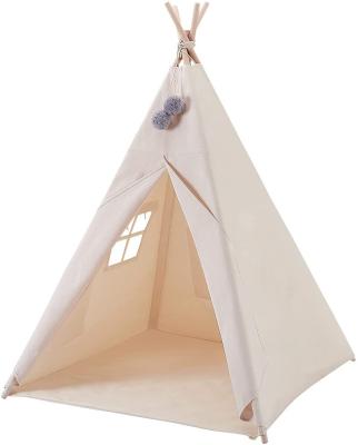 China Easy Assemble Customized Indoor and Outdoor Foldable Wooden and Cotton Fabric Teepee Tent for Boy and Girls Play for sale