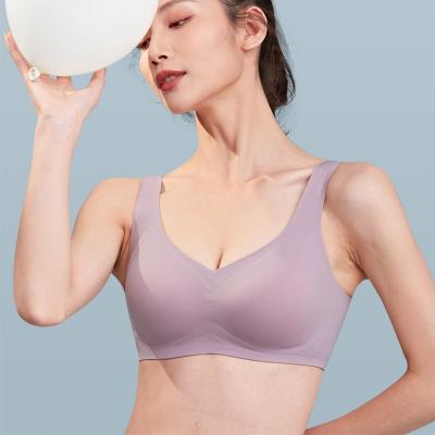 China QUICK DRY Japanese-English Letters Soft Breathable Invisible Bra Seamless Radio Push Up Bra Women Customize Simply for sale