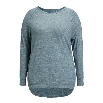 China Breathable Blue Gray Casual Loose Round Collar Plus Size Women Express Border Europe And USA for sale