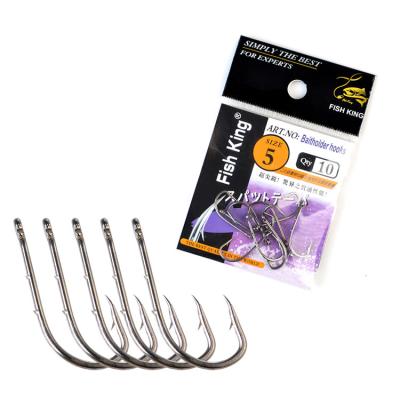 China FTK/OEM 10pcs Barbed Fishing Hook High Carbon Steel AD Carp Ringed Hook Rounded Hook for sale